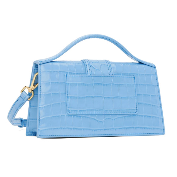 NEW JACQUEMUS LE GRAND BAMBINO CROC LEATHER CROSSBODY BLUE TOTE BAG PURSE NWT - Picture 3 of 14